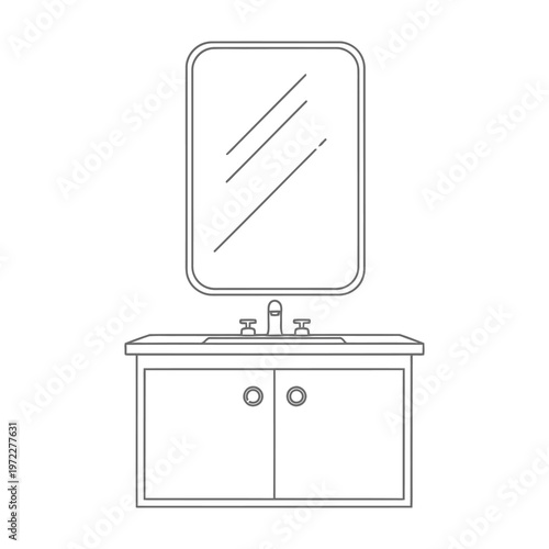 Bathroom vanity with double sink and mirror