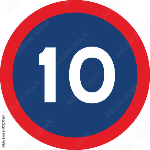 Speed Limit 10 KPH Traffic Sign Red Circle Southern Africa Style Vector