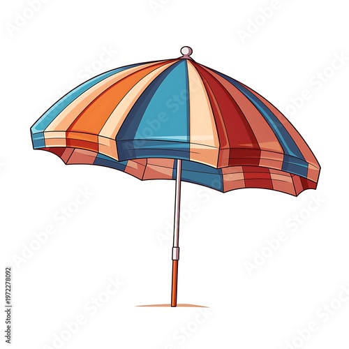 Colorful Beach Umbrella Line Art Vector