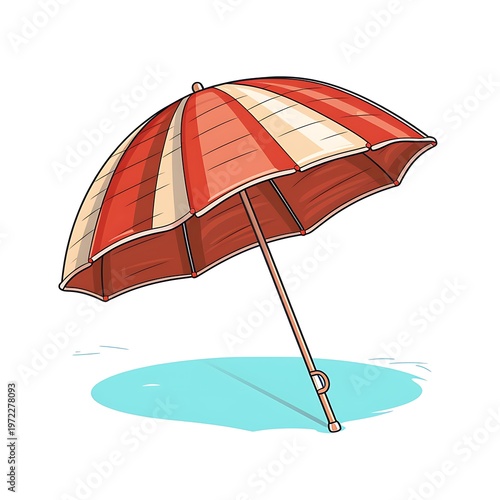 Colorful Beach Umbrella Cartoon Illustration