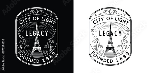 Elegant emblem featuring the iconic eiffel tower, symbolizing the city of light and its rich legacy since its founding in 1889.