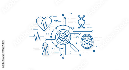 Medical research and scientific innovation concept illustration isolated