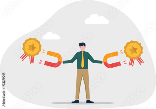 Professional using a magnet to attract gold reward stars