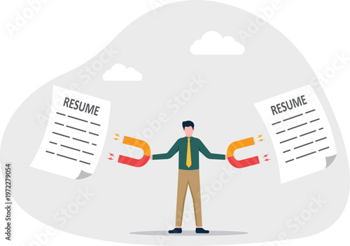 Professional using a magnet to attract resume CV profiles