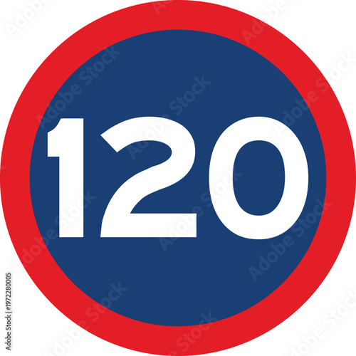 Speed Limit 120 KPH Traffic Sign Red and Blue Circle Southern Africa Style Vector