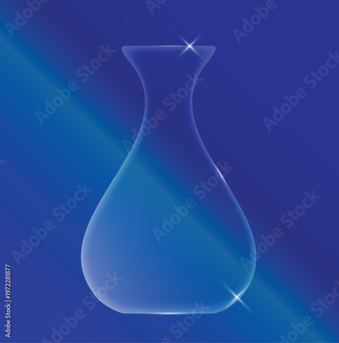 Blue Glass Vase Silhouette on Gradient Background
