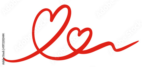 ハートが連なる手描きイラスト