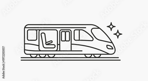 Modern train illustration streamlined design with open door concept