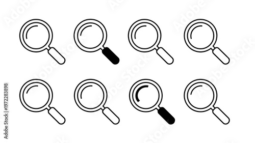 Minimal Search Icon Set Magnifier Active and Inactive UI States