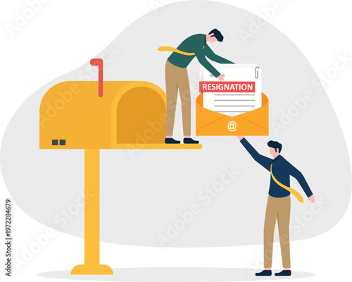 Professional putting resignation letter into a mailbox next to a cone