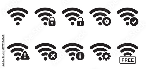 Minimal WiFi Signal Icon Set Wireless Connection Network Outline Icons