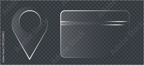 Liquid Glass UI Elements Set, Transparent Background, vector illustration of a black computer mouse