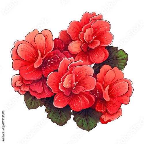 Elegant Begonia Flower Line Vector Illustration