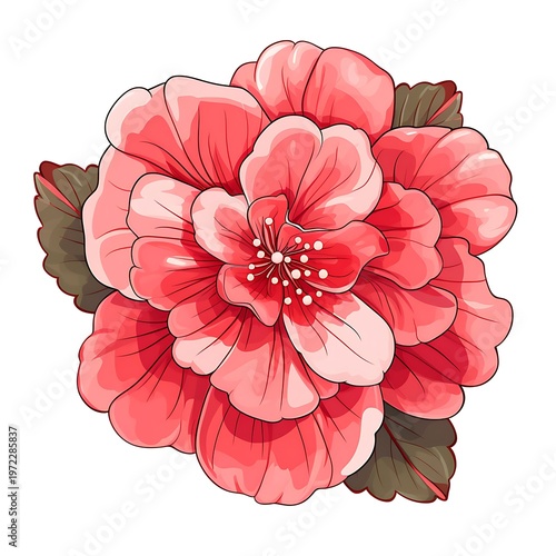 Elegant Begonia Flower Line Art Design
