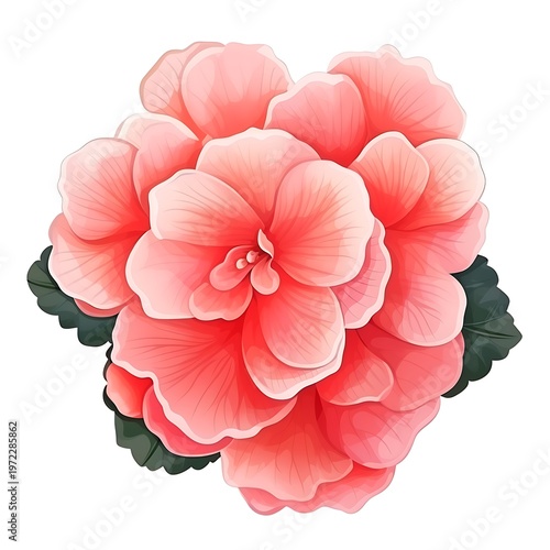 Vibrant Begonia Flower Vector on White Background
