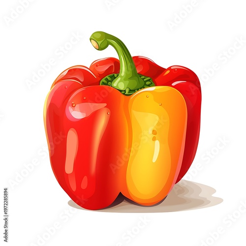 Vibrant Bell Pepper Vector on White Background