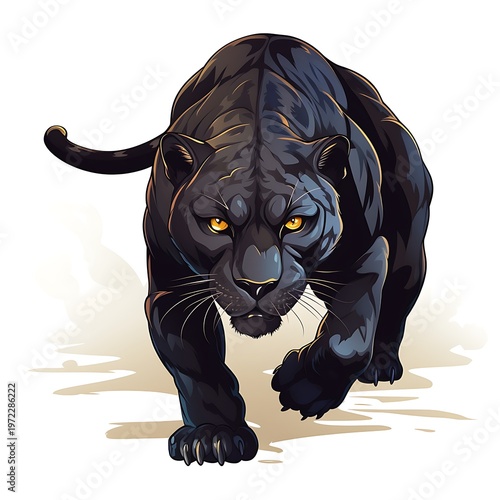Sleek Black Panther Cartoon Drawing Design