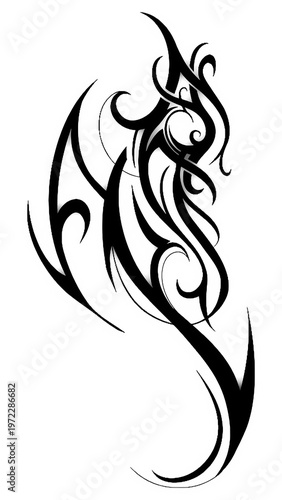 legant Organic Floral Tribal Sleeve Design with Curvy Black Lines