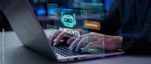 Exploring ai agents in action innovative technology development in a digital workspace environment from a close-up viewpoint