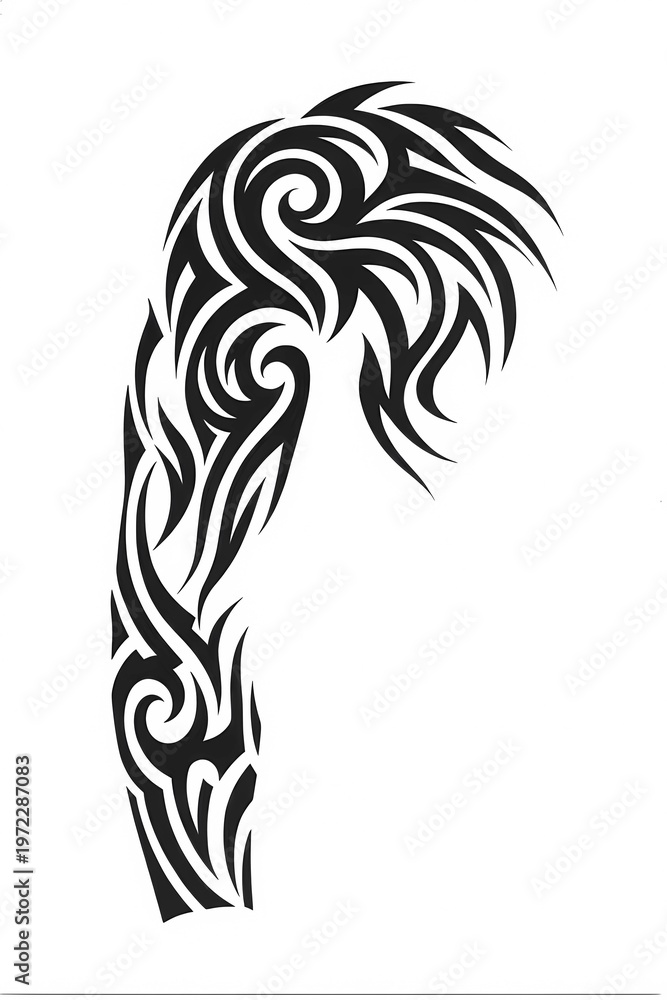 Obraz premium Tribal Sleeve Tattoo Design with Sharp Curved Swirls