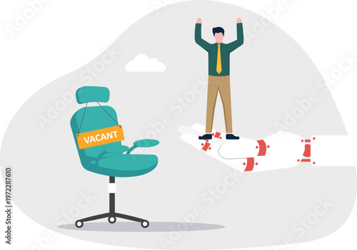 Robot hand lifting a professional into a vacant office chair