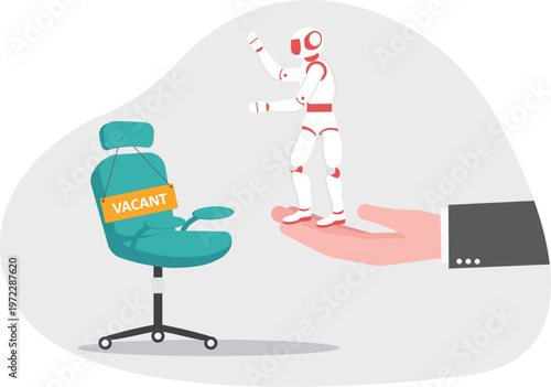 Hand offering a vacant office chair to a robot