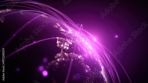 Glowing digital representation of Earth, showcasing interconnectedness, rendered in vibrant pink hues