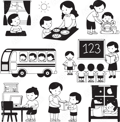 A day in the life of children in a preschool and school setting