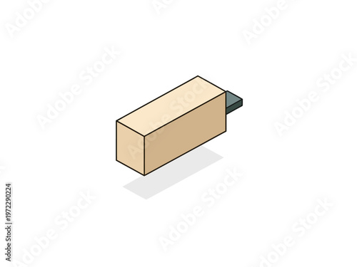 Isometric illustration of a USB flash drive with a cap.
