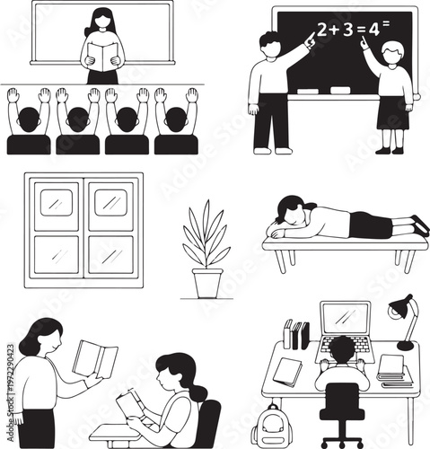 Diverse scenes depicting various learning and teaching environments