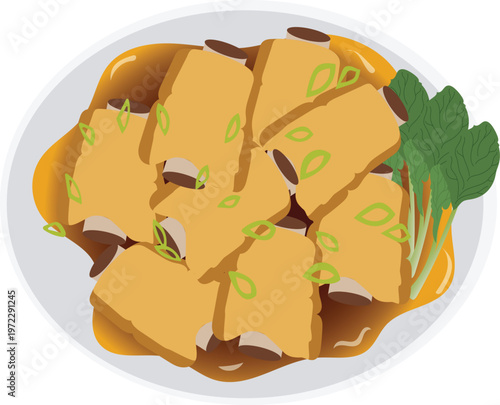 braised pork ribs with vegetable vector