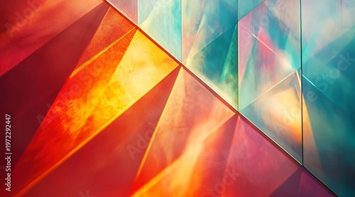 Vibrant Abstract Geometry with Colorful Light Reflection and Shadow