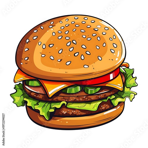Minimalist Burger Outline Vector Illustration