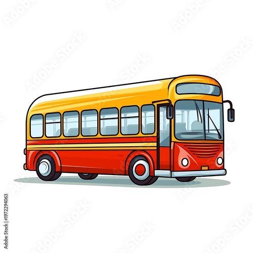 Cartoon Bus Line Vector Illustration Isolated
