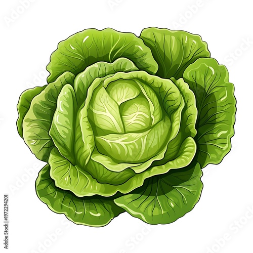 Fresh Butterhead Lettuce Clipart on White