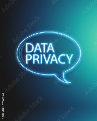 Transparent speech bubble with glowing text reading 