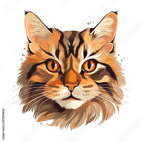 Feline Profile Vector on White Background