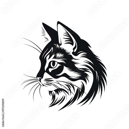 Whimsical Cat Outline Cartoon Vector Illustration