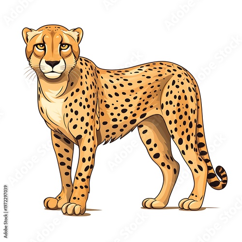 Sleek Cheetah Line Art Illustration Isolated
