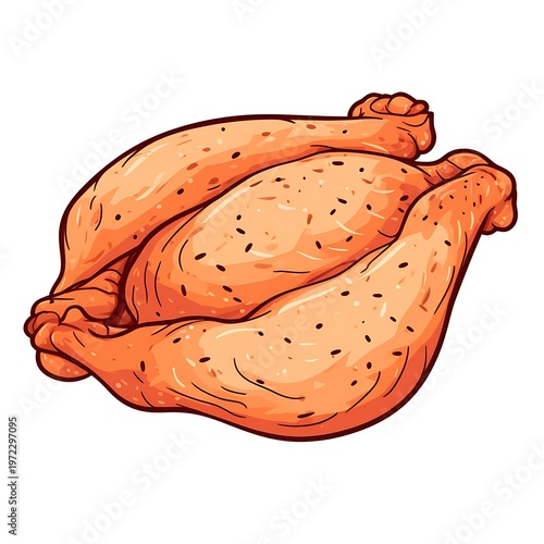 Chicken Thigh Outline Vector on White Background