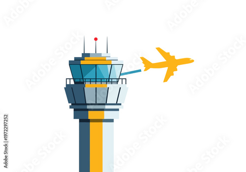 Air Traffic Control Tower with Plane.