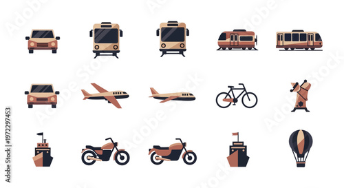 Collection of Various Vehicles and Transportation Modes.