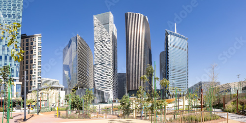 Riyadh skyline KAFD King Abdullah Financial District skyscrapers panorama in Riyadh, Saudi Arabia
