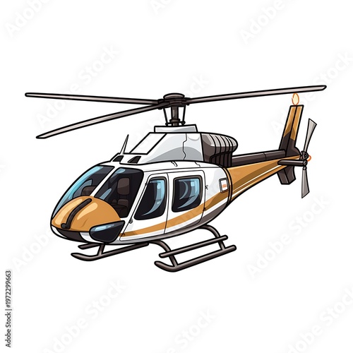 Sleek Helicopter Outline on White Background