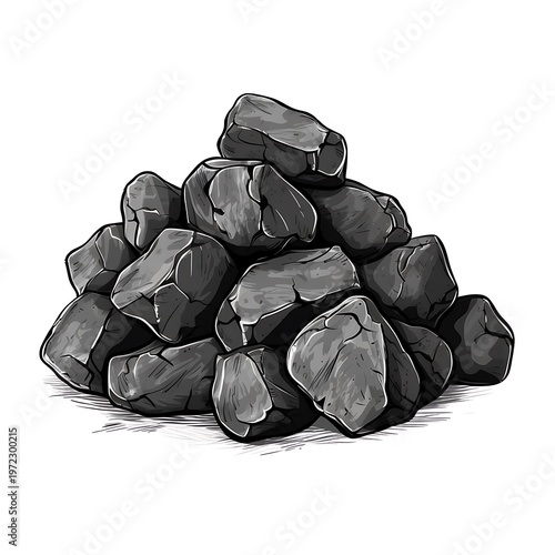 Top View Coal Outline Illustration on White
