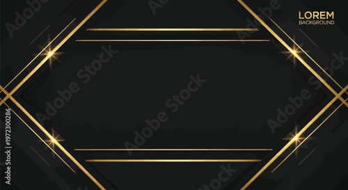 A sophisticated dark background featuring elegant geometric gold lines and glowing light effects Vector