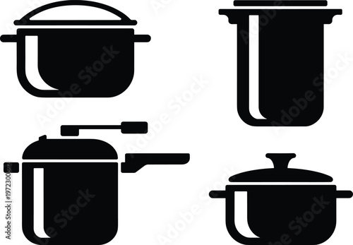 Black and white of four different coffee cups espresso cup