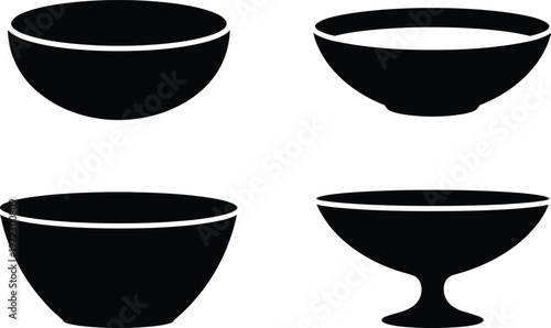 Black and white of three-dimensional bowls and a pedestal