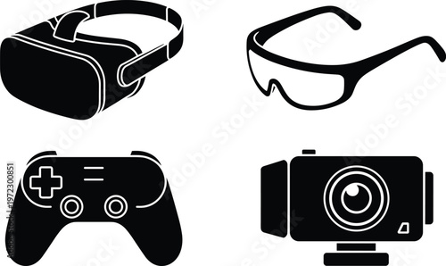 Black and white of usb flash drive, cable, and wi-fi symbol