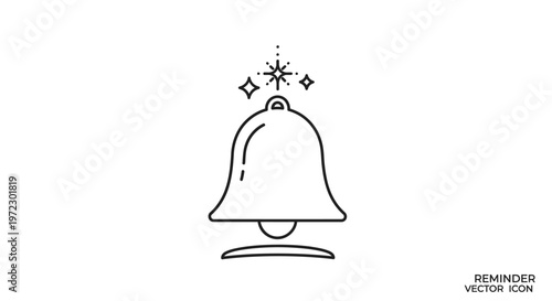Outline bell icon with sparkles for notification alert reminder